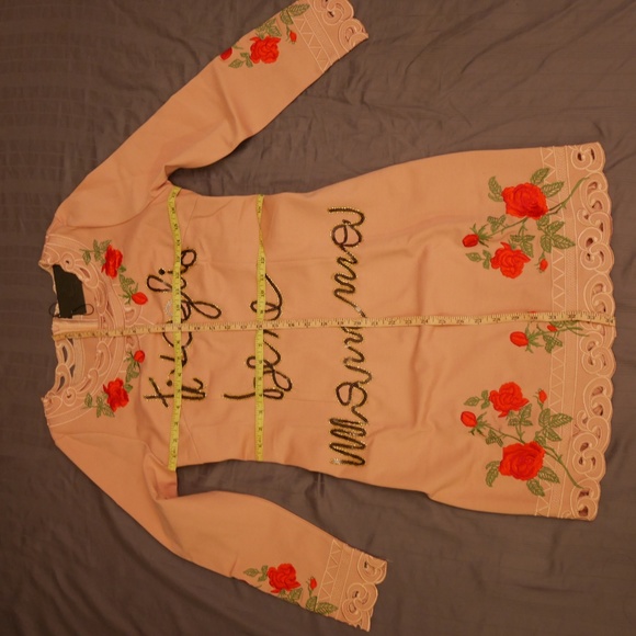 designer runway pink flower dress US size XS 0 2 4 - Picture 4 of 8